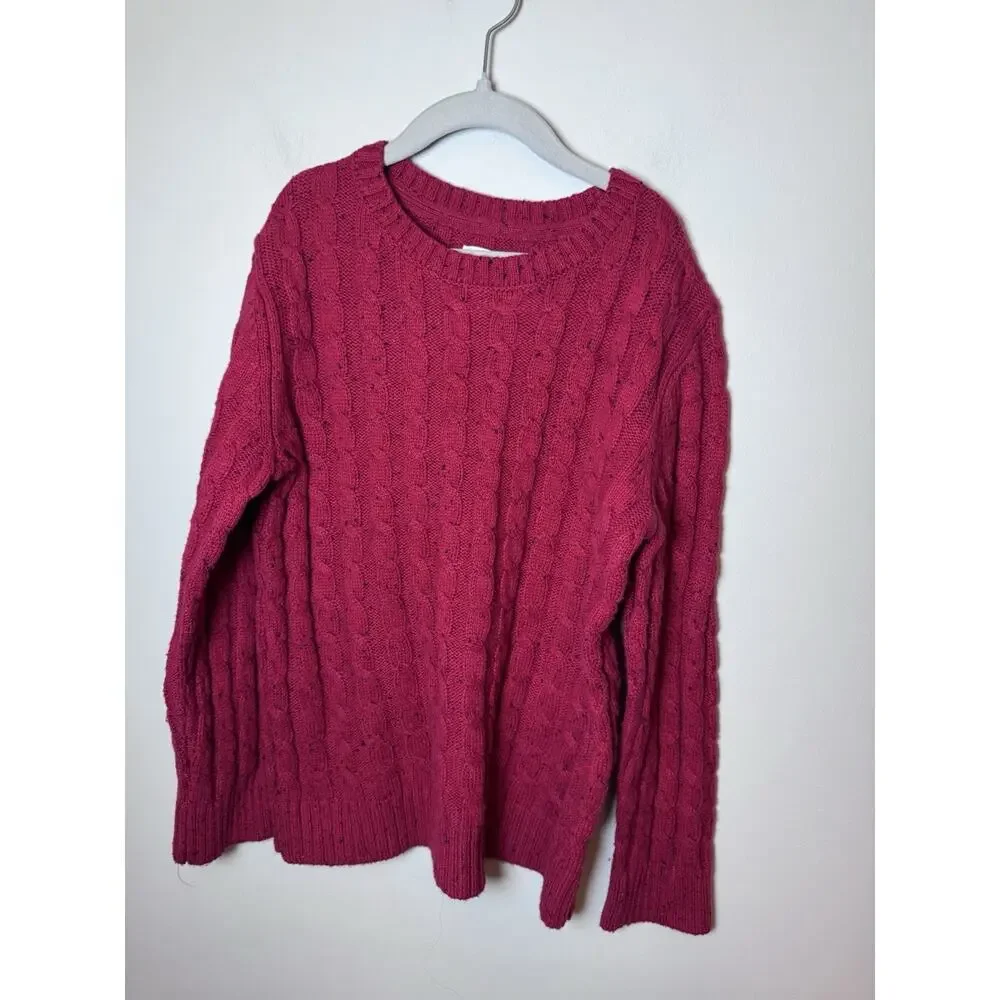 Gymboree Kids Crewneck Cable Knit Red Sweater Sz 7-8